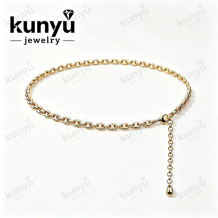 Corrente de cinto de metal dourado