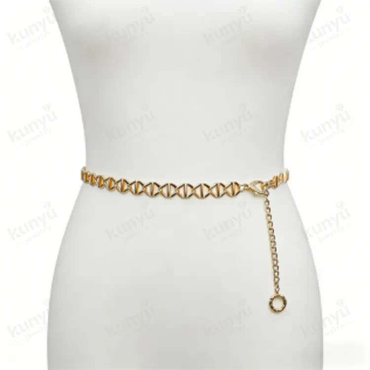 Corrente de cinto de metal dourado